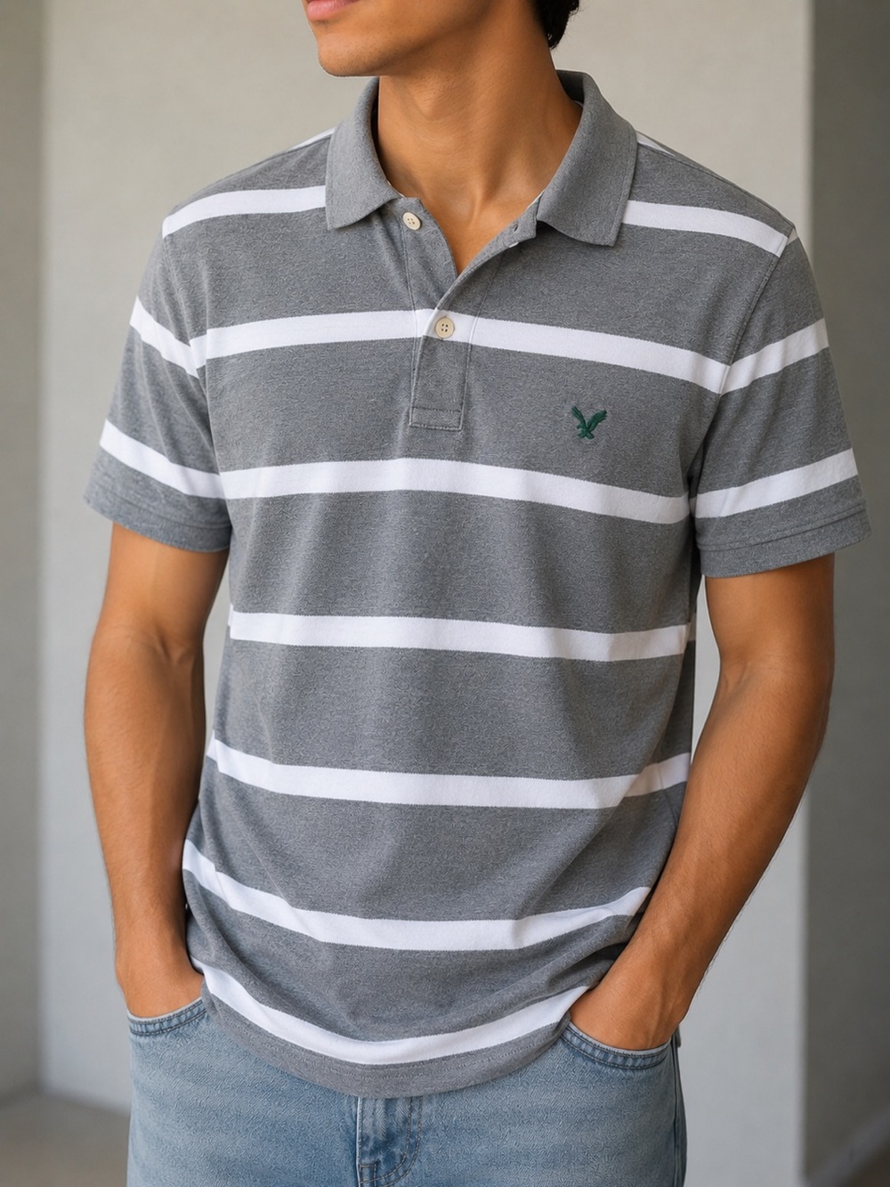American Eagle Striped polo shirt